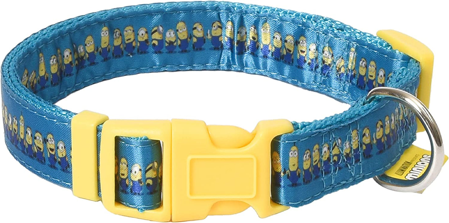 the Rise of Gru Large Dog Collar | Large Blue and Yellow Dog Collar  in a Row | Dog Collar for Large Dogs with D-Ring, Cute Dog Apparel & Accessories for Pets