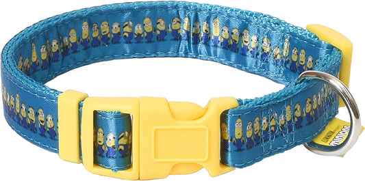 the Rise of Gru Large Dog Collar | Large Blue and Yellow Dog Collar  in a Row | Dog Collar for Large Dogs with D-Ring, Cute Dog Apparel & Accessories for Pets