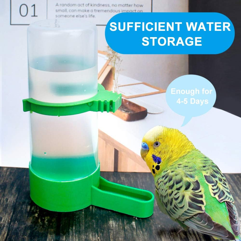 Bird Feeder, Bird Water Dispenser for Cage,  2PCS Automatic Bird Water Feeder with 1PCS Food Feeder for Cage Pet Parrot Budgie Lovebirds Cockatiel Automatic Bird Feeder(2Pcs 60Ml + 1Pcs 150Ml )