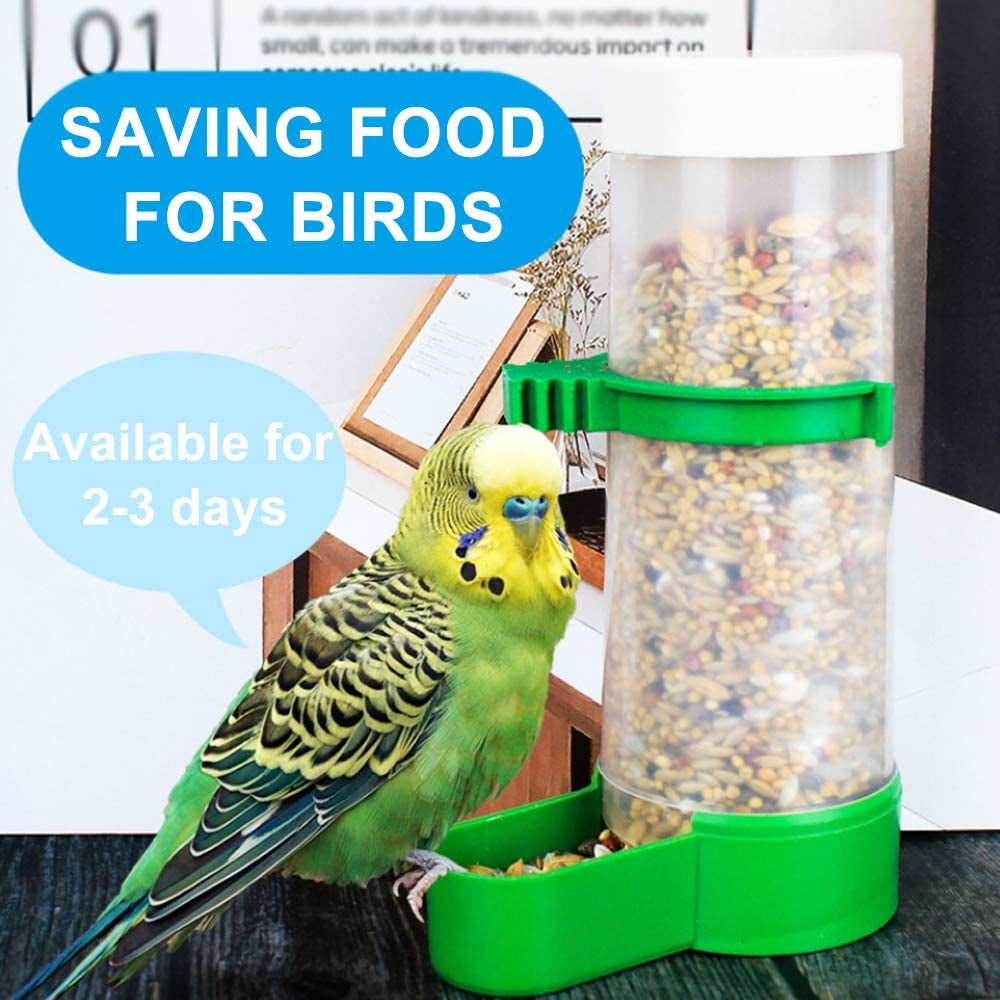 Bird Feeder, Bird Water Dispenser for Cage,  2PCS Automatic Bird Water Feeder with 1PCS Food Feeder for Cage Pet Parrot Budgie Lovebirds Cockatiel Automatic Bird Feeder(2Pcs 60Ml + 1Pcs 150Ml )