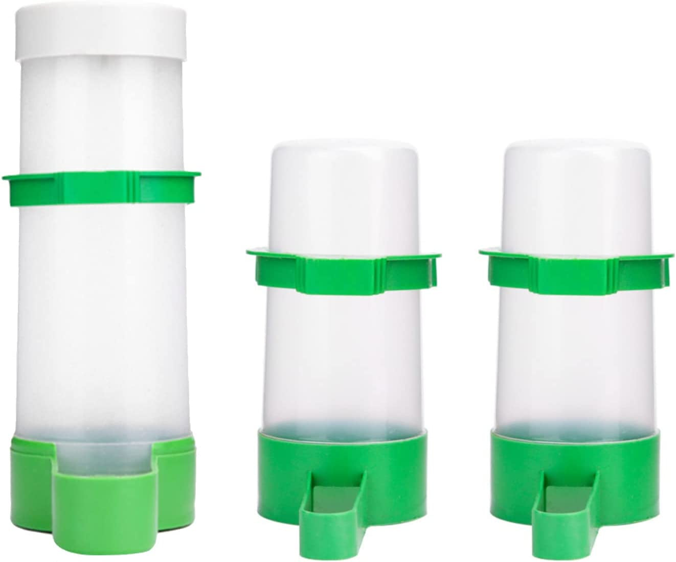 Bird Feeder, Bird Water Dispenser for Cage,  2PCS Automatic Bird Water Feeder with 1PCS Food Feeder for Cage Pet Parrot Budgie Lovebirds Cockatiel Automatic Bird Feeder(2Pcs 60Ml + 1Pcs 150Ml )