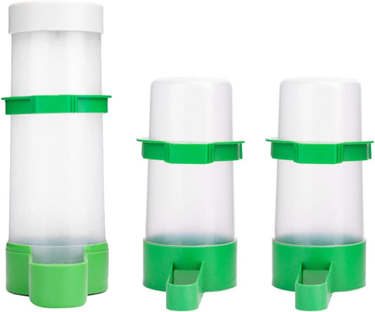 Bird Feeder, Bird Water Dispenser for Cage,  2PCS Automatic Bird Water Feeder with 1PCS Food Feeder for Cage Pet Parrot Budgie Lovebirds Cockatiel Automatic Bird Feeder(2Pcs 60Ml + 1Pcs 150Ml )