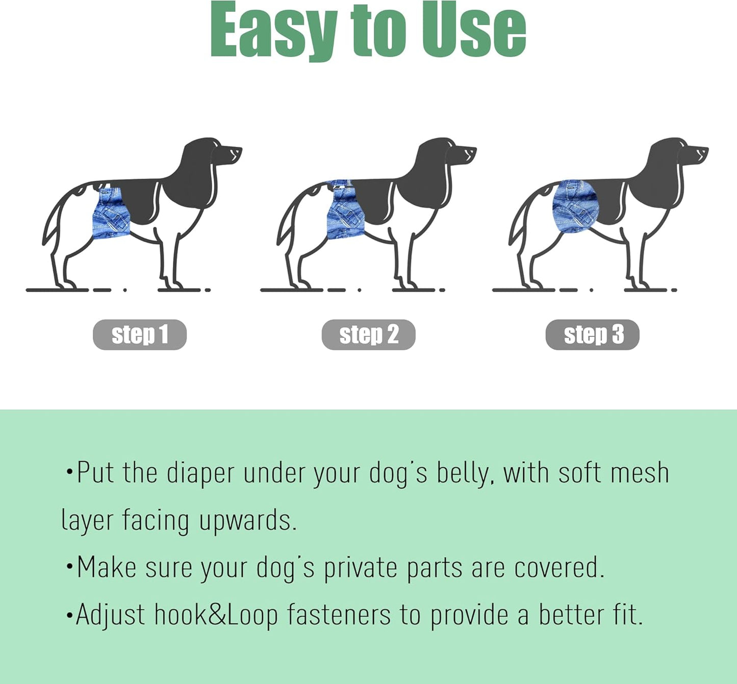 Jeans Washable Dog Diaper Male (Pack of 3) - Washable Male Dog Belly Wrap (Small)