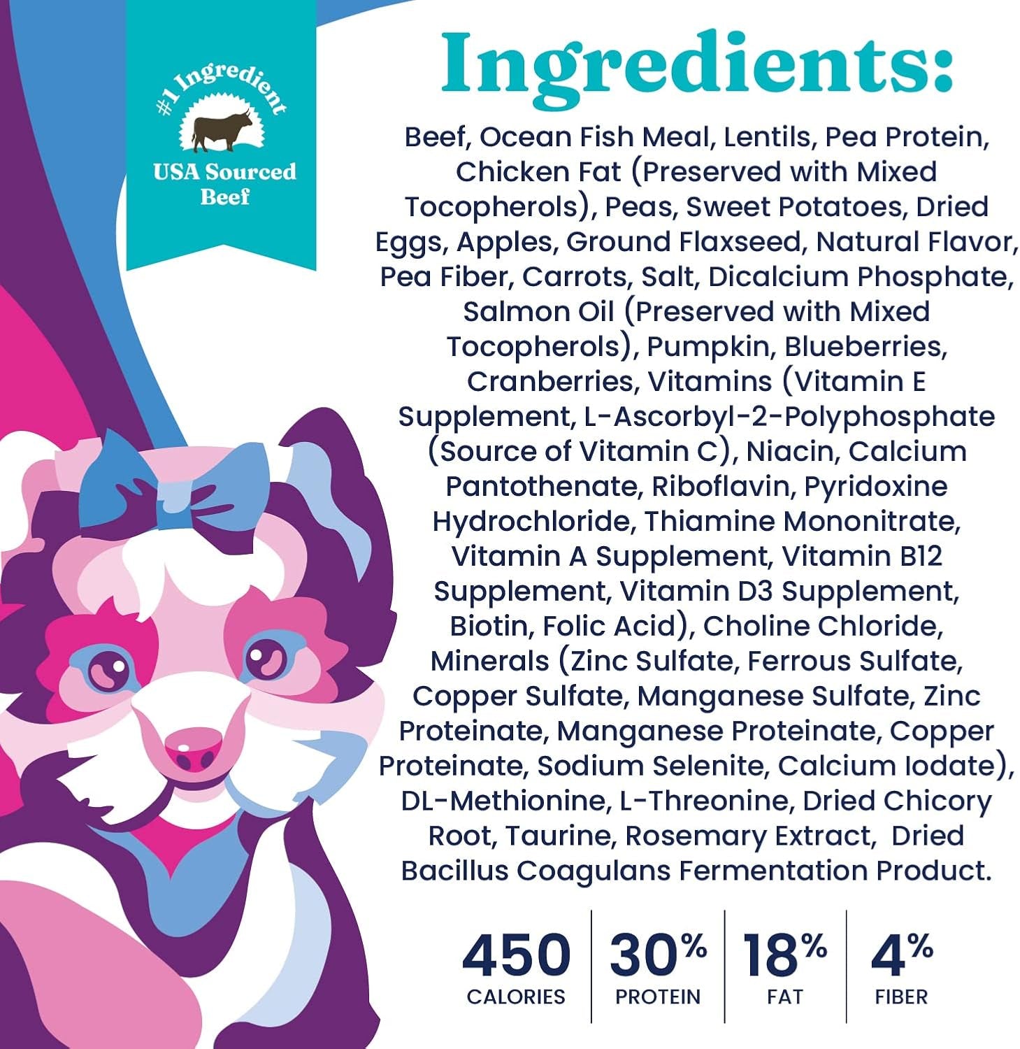 Dry Dog Food Small Breeds - Made with Real Beef - Grain & Gluten Free Small Breed Dog Food - 4 LB Bag