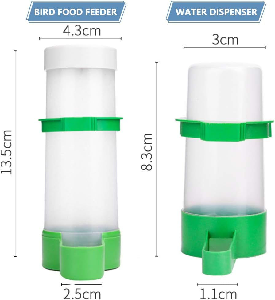 Bird Feeder, Bird Water Dispenser for Cage,  2PCS Automatic Bird Water Feeder with 1PCS Food Feeder for Cage Pet Parrot Budgie Lovebirds Cockatiel Automatic Bird Feeder(2Pcs 60Ml + 1Pcs 150Ml )