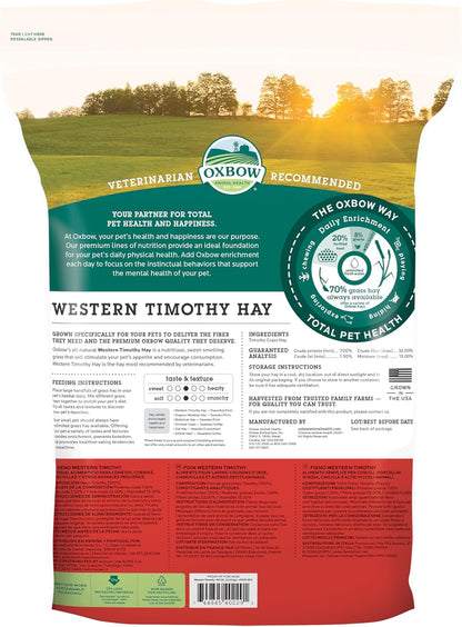 Animal Health Western Timothy Hay, Guinea Pig Hay, Small Pet Bunny Supplies, All Natural Grass for Guinea Pig, Bunny, Chinchilla & Hamster,  Rabbit Supplies for Bunnies, 90 Oz. Bag