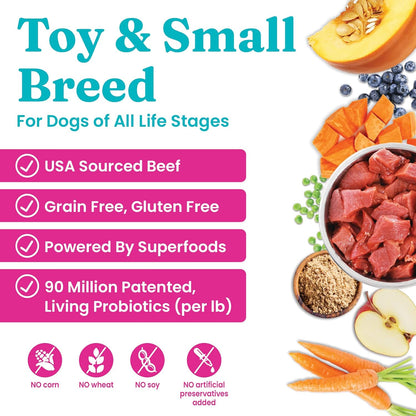 Dry Dog Food Small Breeds - Made with Real Beef - Grain & Gluten Free Small Breed Dog Food - 4 LB Bag