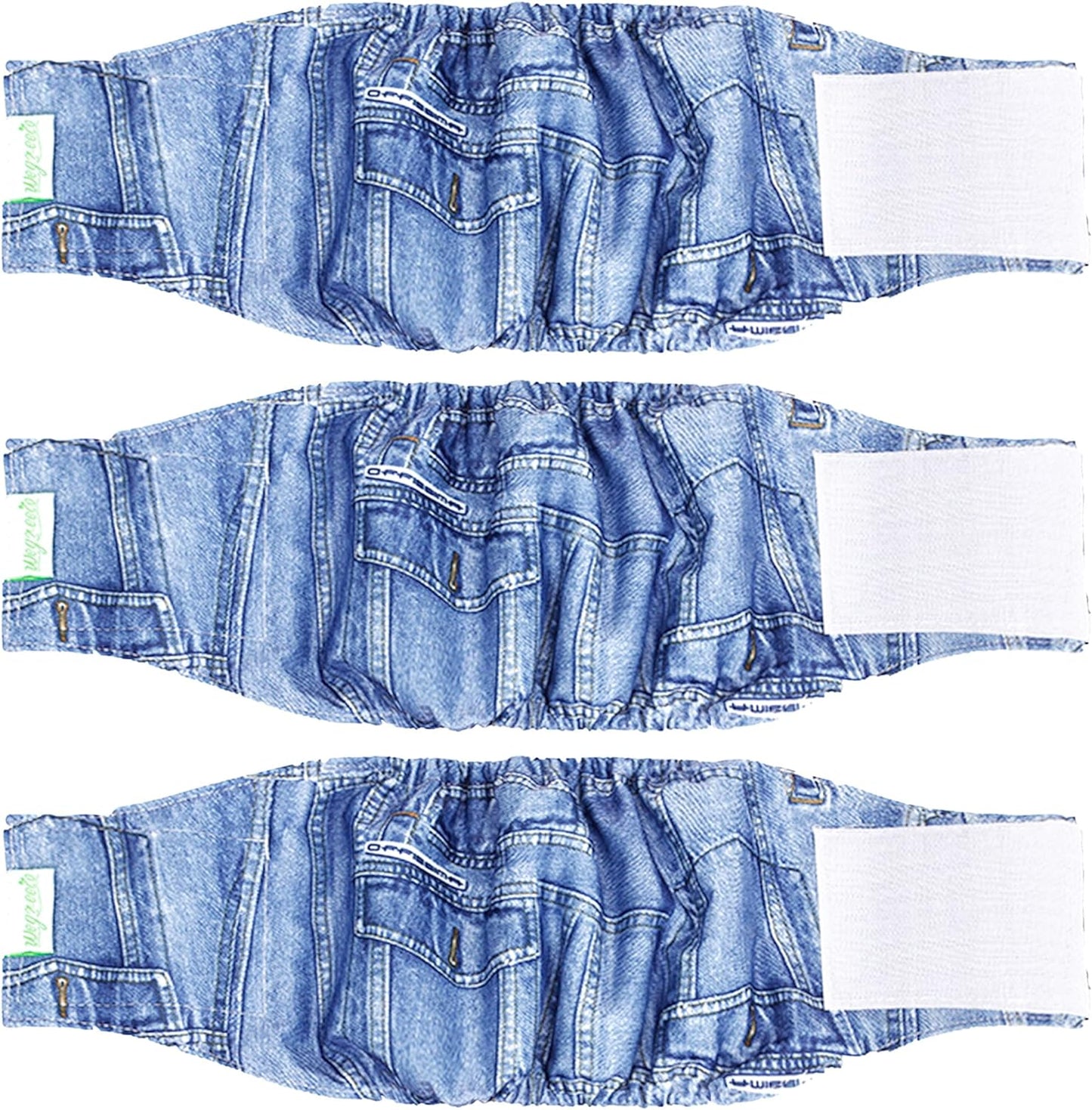 Jeans Washable Dog Diaper Male (Pack of 3) - Washable Male Dog Belly Wrap (Small)