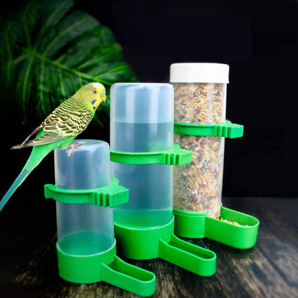 Bird Feeder, Bird Water Dispenser for Cage,  2PCS Automatic Bird Water Feeder with 1PCS Food Feeder for Cage Pet Parrot Budgie Lovebirds Cockatiel Automatic Bird Feeder(2Pcs 60Ml + 1Pcs 150Ml )