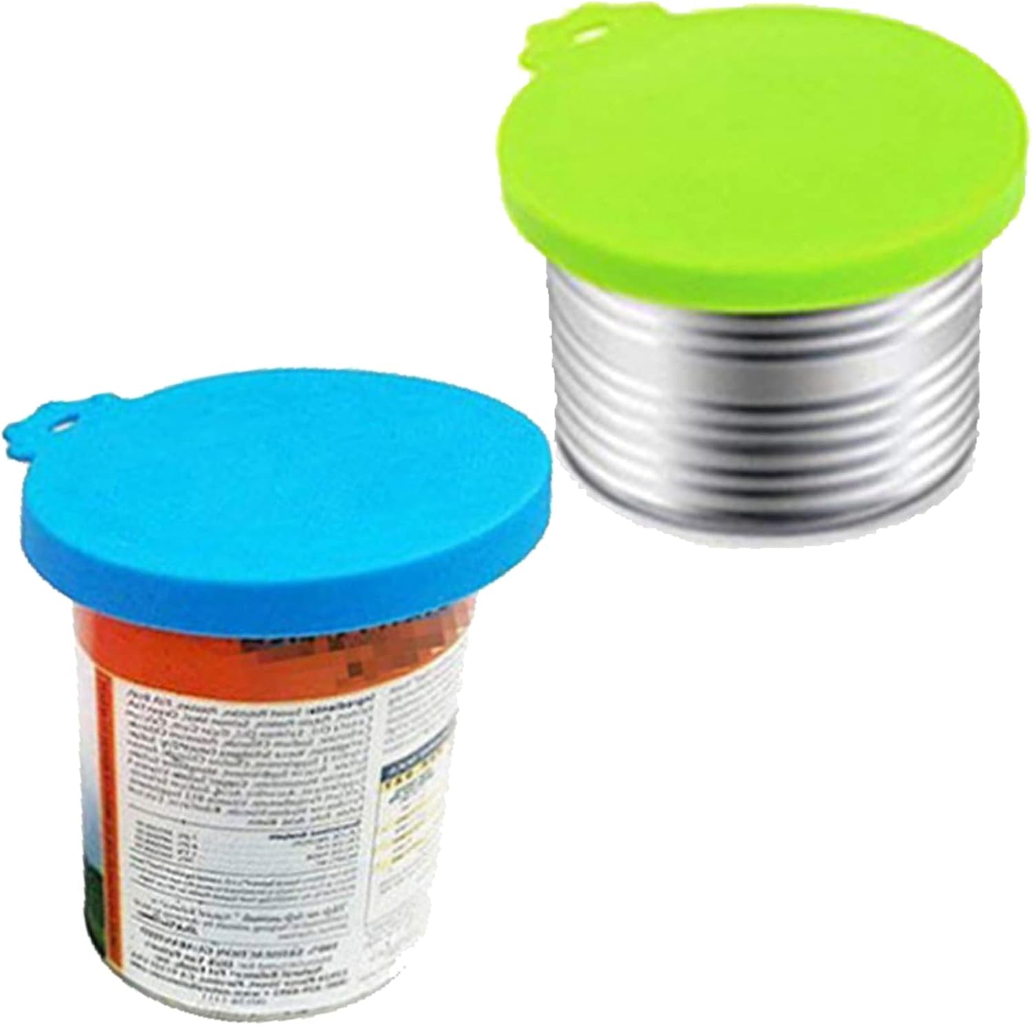 Pet Food Can Cover Silicone Can Lids for Dog and Cat Food, Pet Food Lids, Lids for Cans of Pet Food, Universal Size One Fit 3 Standard Size Food Cans (Light Blue+Green)