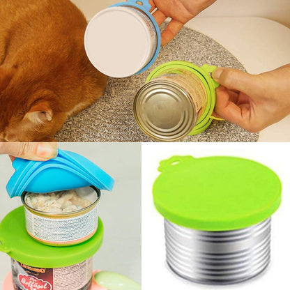 Pet Food Can Cover Silicone Can Lids for Dog and Cat Food, Pet Food Lids, Lids for Cans of Pet Food, Universal Size One Fit 3 Standard Size Food Cans (Light Blue+Green)